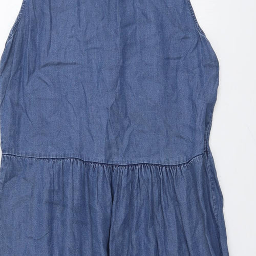 Valentina Naldi Womens Blue Lyocell Shirt Dress Size S Collared Button