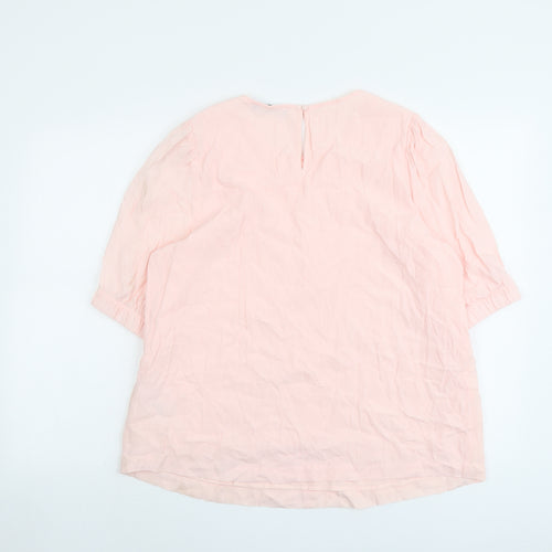 Marks and Spencer Womens Pink Viscose Basic Blouse Size 16 Round Neck
