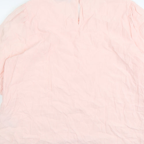 Marks and Spencer Womens Pink Viscose Basic Blouse Size 16 Round Neck