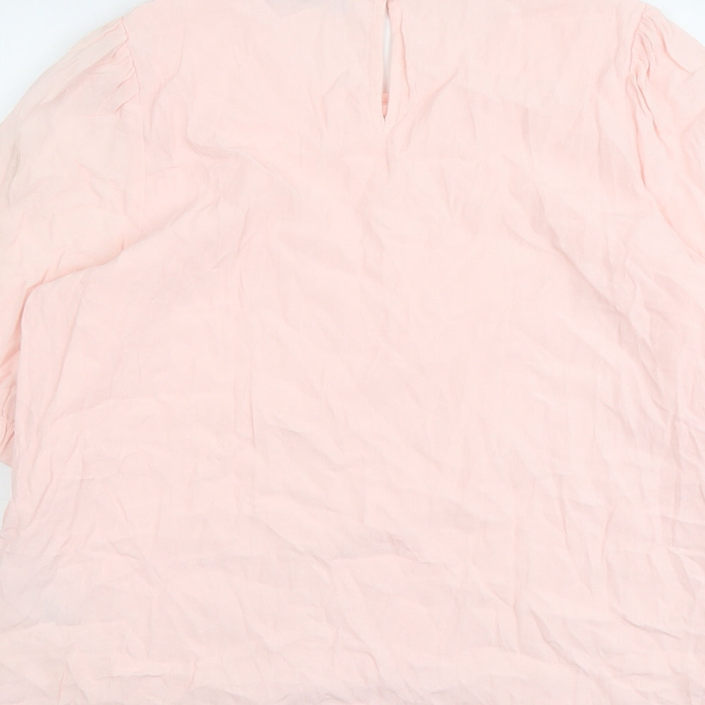 Marks and Spencer Womens Pink Viscose Basic Blouse Size 16 Round Neck