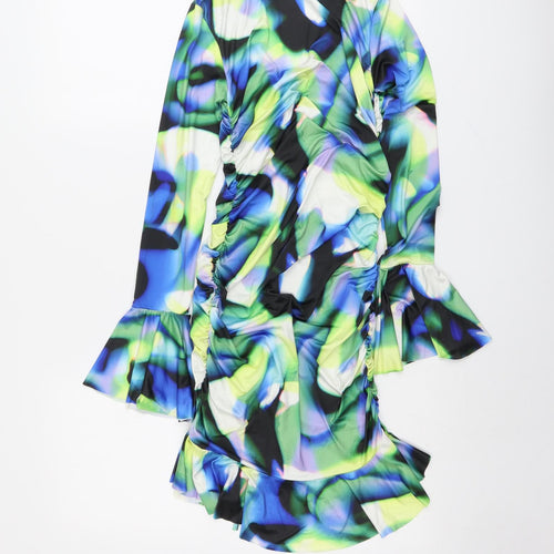 PRETTYLITTLETHING Womens Multicoloured Geometric Polyester Bodycon Size 6 V-Neck Pullover