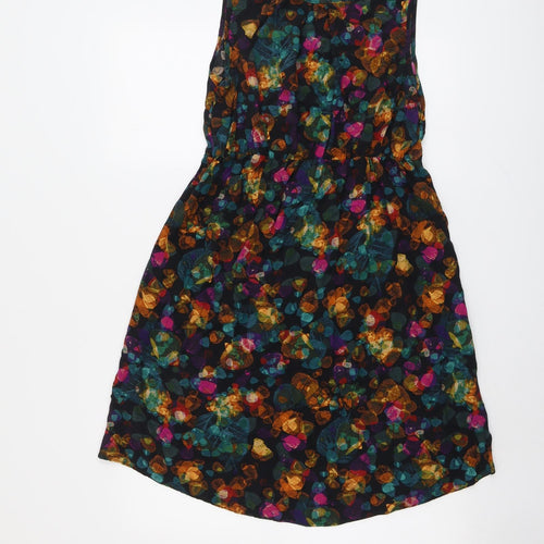 New Look Womens Multicoloured Geometric Viscose A-Line Size 12 Round Neck Button