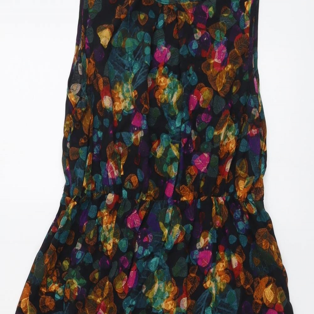 New Look Womens Multicoloured Geometric Viscose A-Line Size 12 Round Neck Button