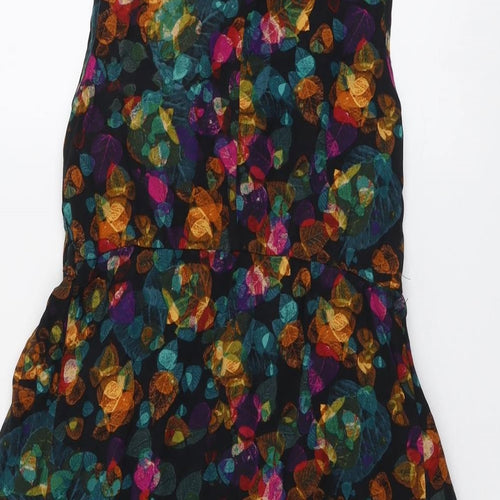 New Look Womens Multicoloured Geometric Viscose A-Line Size 12 Round Neck Button
