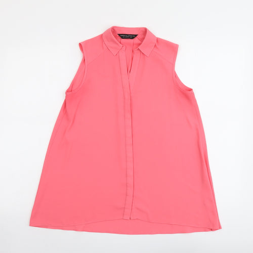 Dorothy Perkins Womens Pink Polyester Basic Button-Up Size 8 Collared