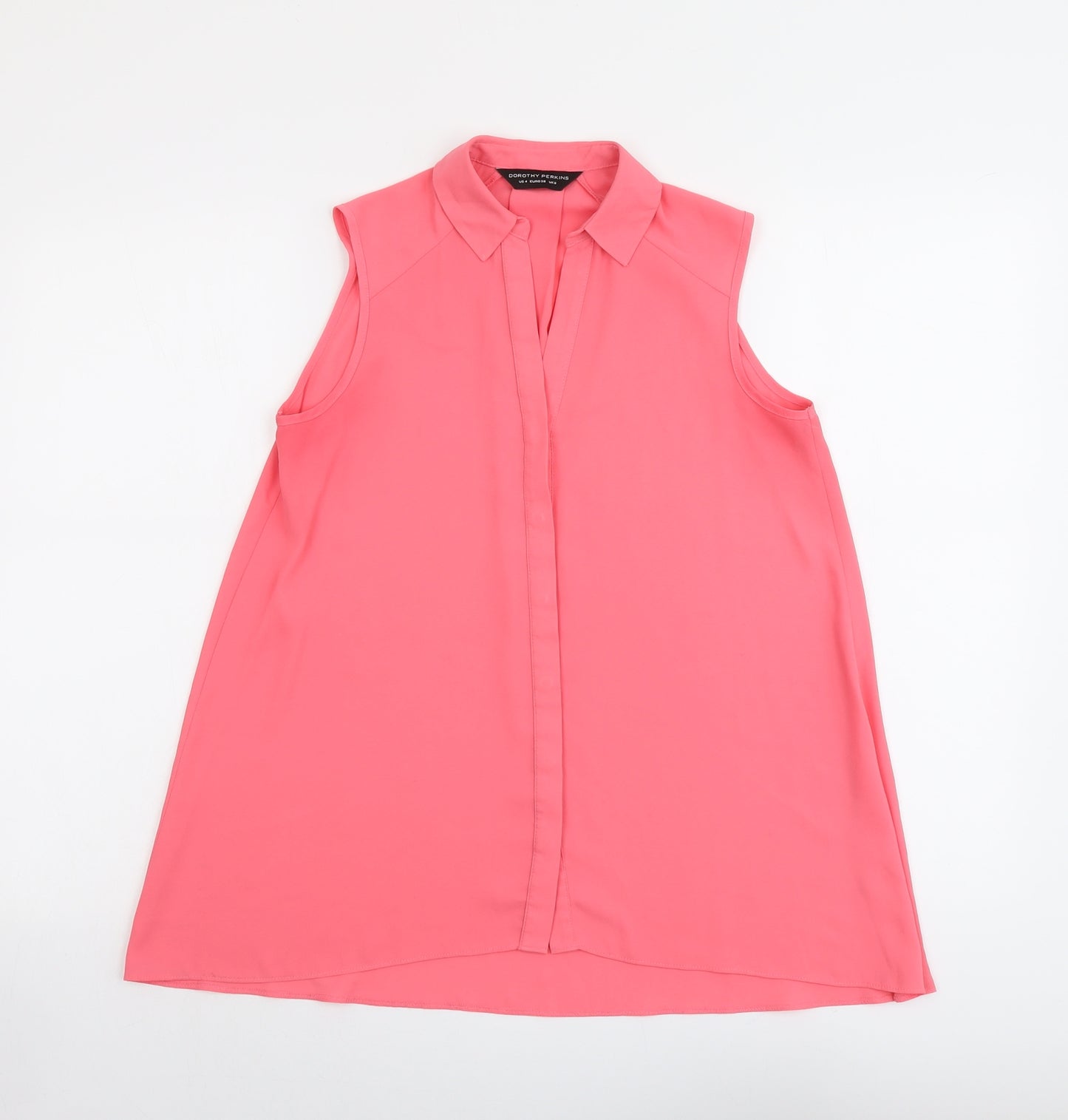 Dorothy Perkins Womens Pink Polyester Basic Button-Up Size 8 Collared