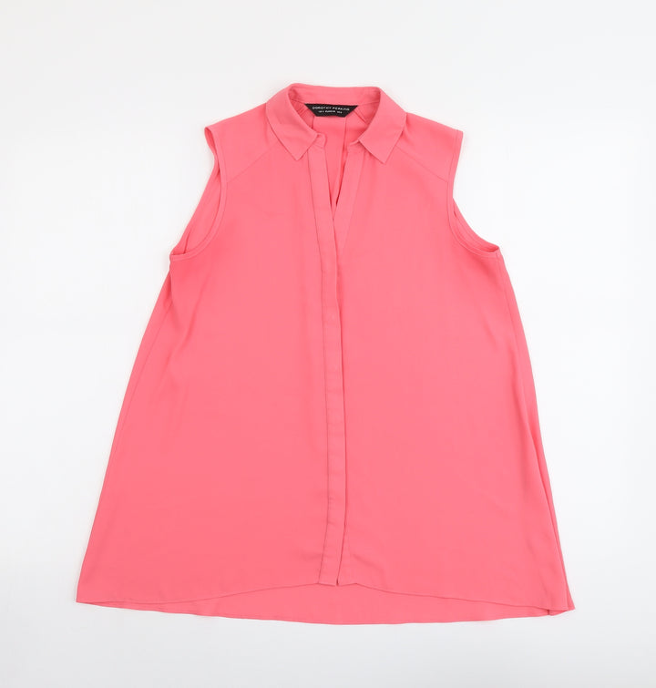 Dorothy Perkins Womens Pink Polyester Basic Button-Up Size 8 Collared