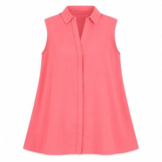 Front view of Dorothy Perkins women’s pink polyester basic button-up, size UK 8, collared