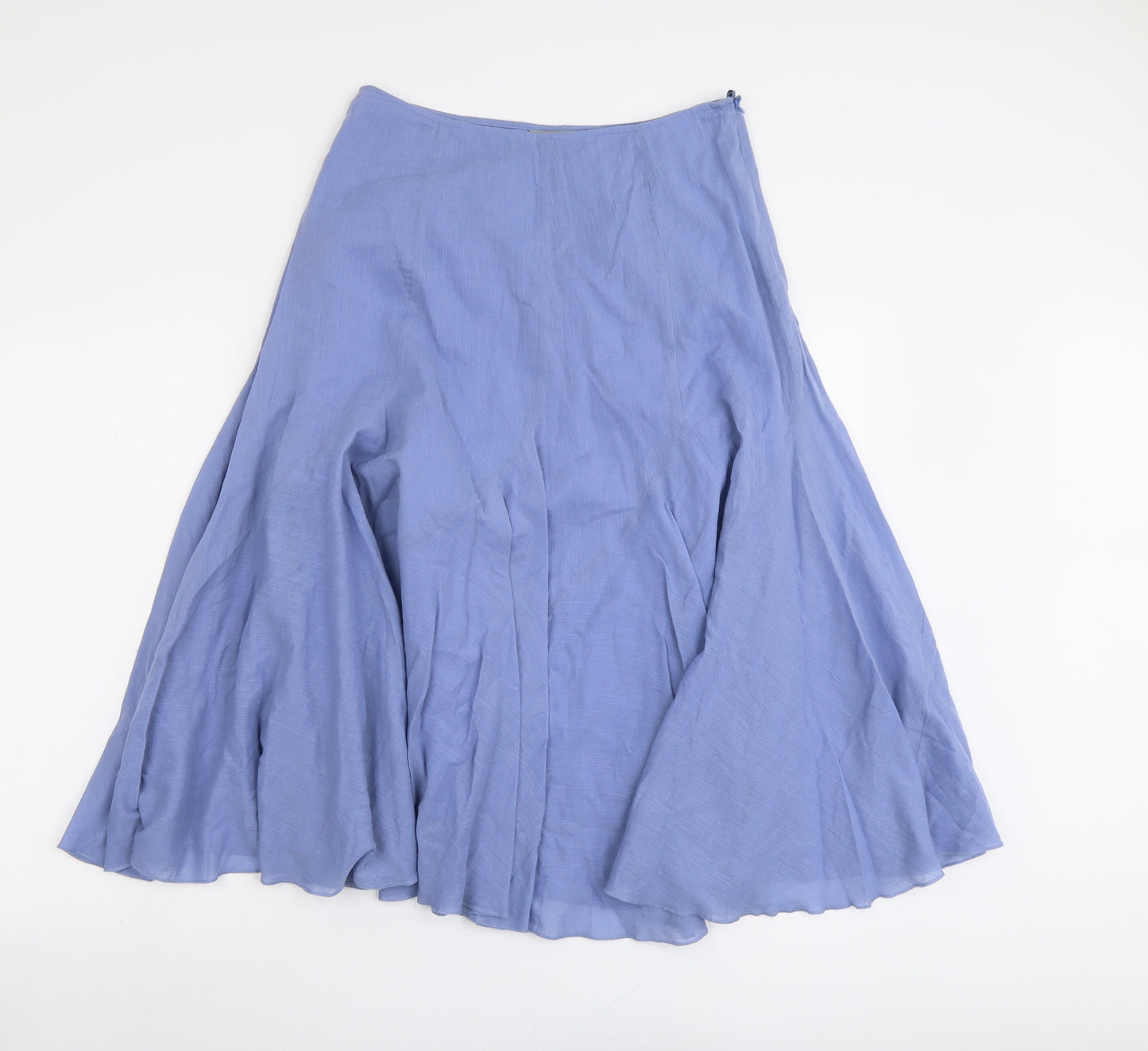 Per Una Womens Blue Cotton Swing Skirt Size 10 Zip
