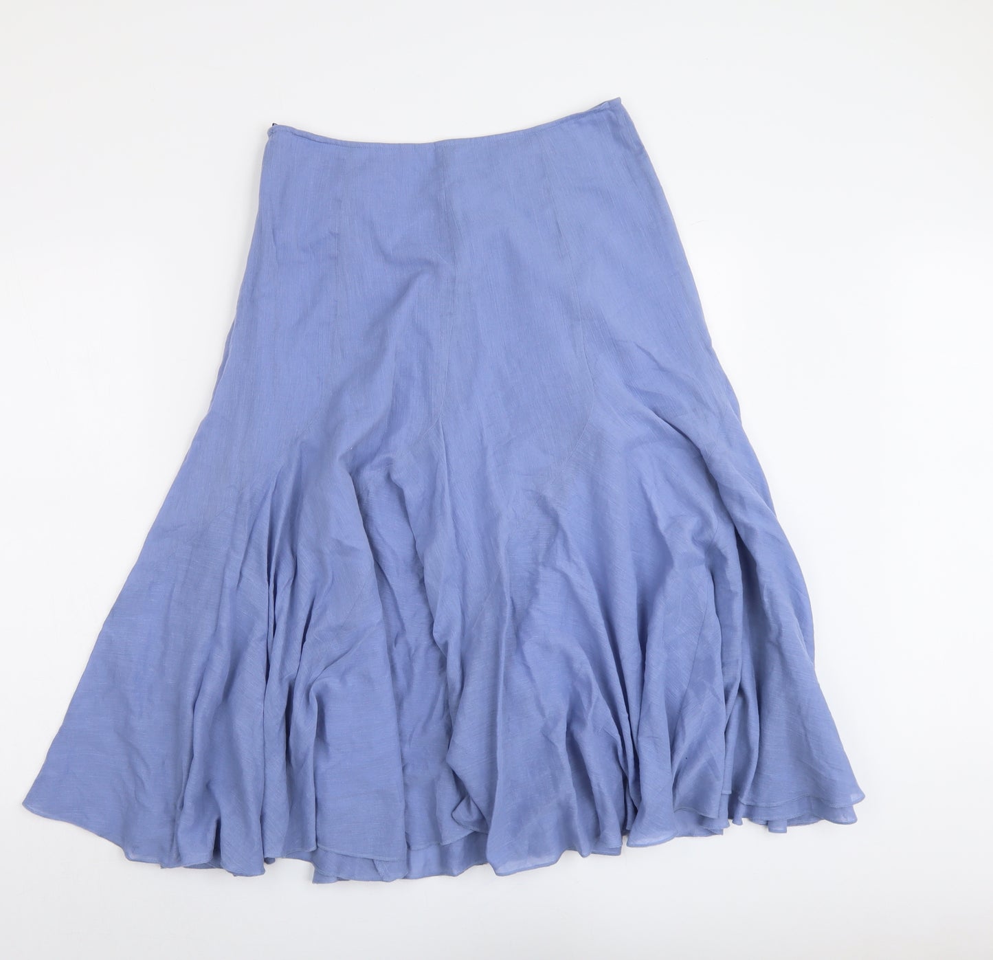 Per Una Womens Blue Cotton Swing Skirt Size 10 Zip