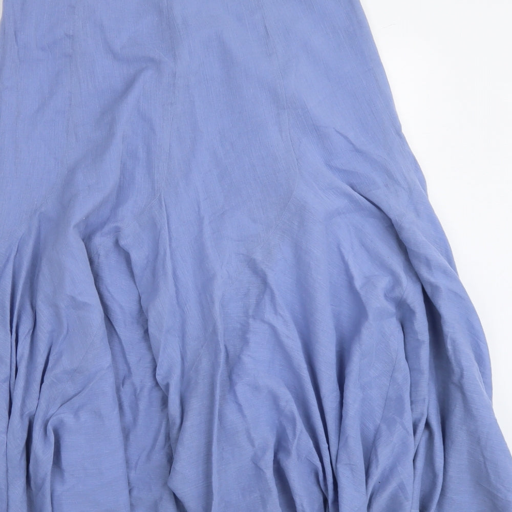 Per Una Womens Blue Cotton Swing Skirt Size 10 Zip