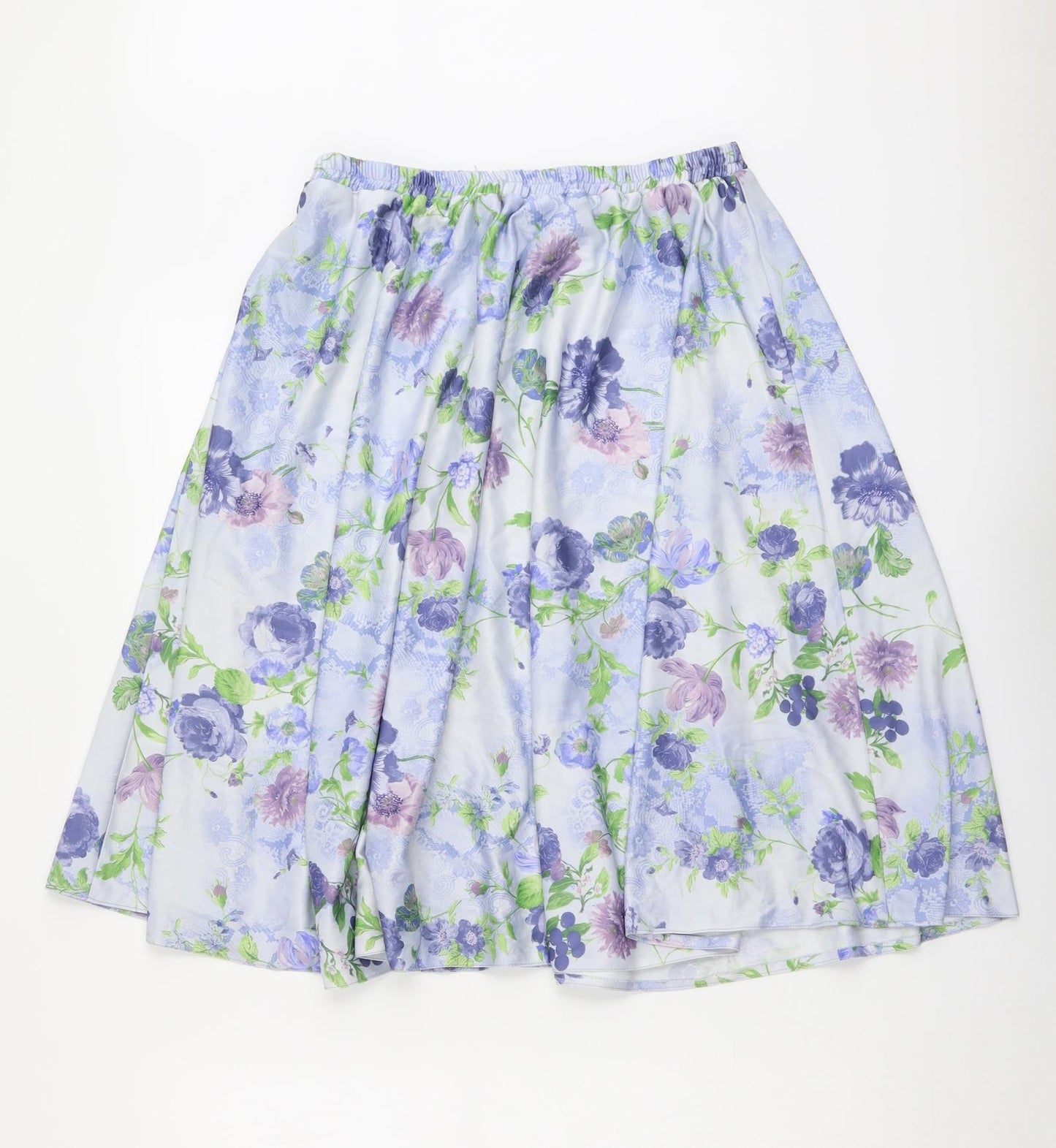 Damart Womens Blue Floral Polyester Swing Skirt Size 16