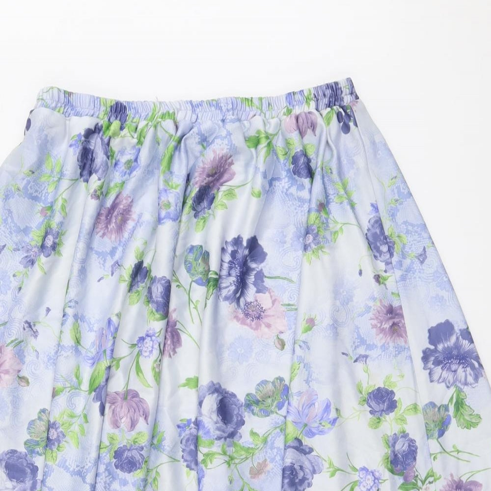 Damart Womens Blue Floral Polyester Swing Skirt Size 16