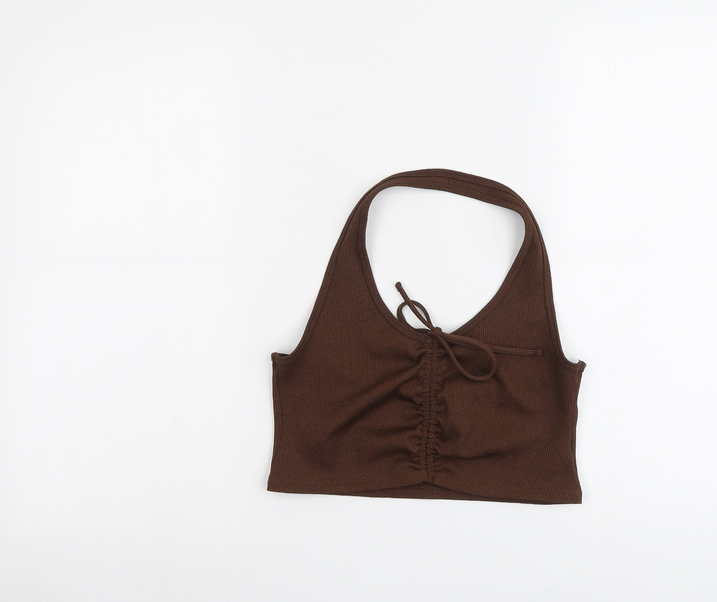 H&M Womens Brown Polyester Cropped Tank Size M Halter