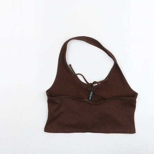 H&M Womens Brown Polyester Cropped Tank Size M Halter