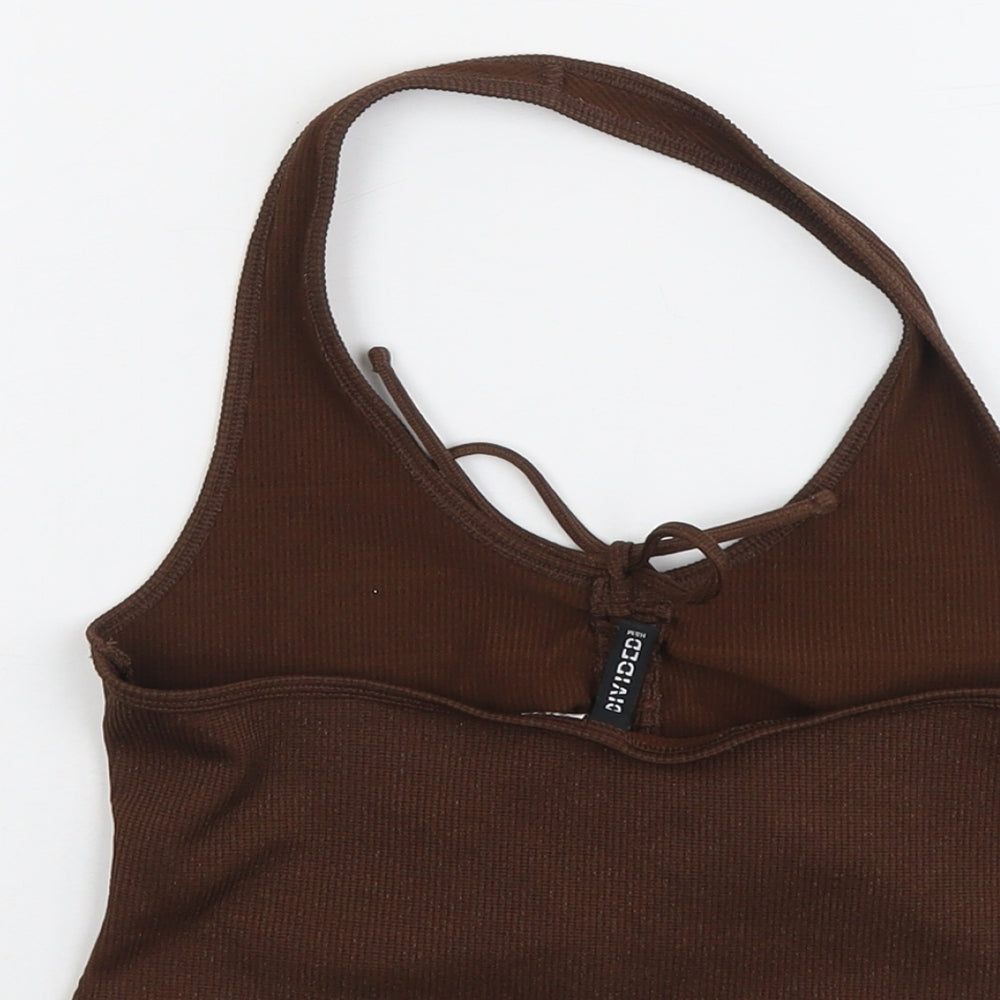 H&M Womens Brown Polyester Cropped Tank Size M Halter