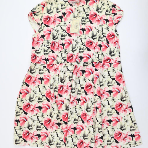 Joe Browns Womens Multicoloured Floral Cotton A-Line Size 32 V-Neck Pullover