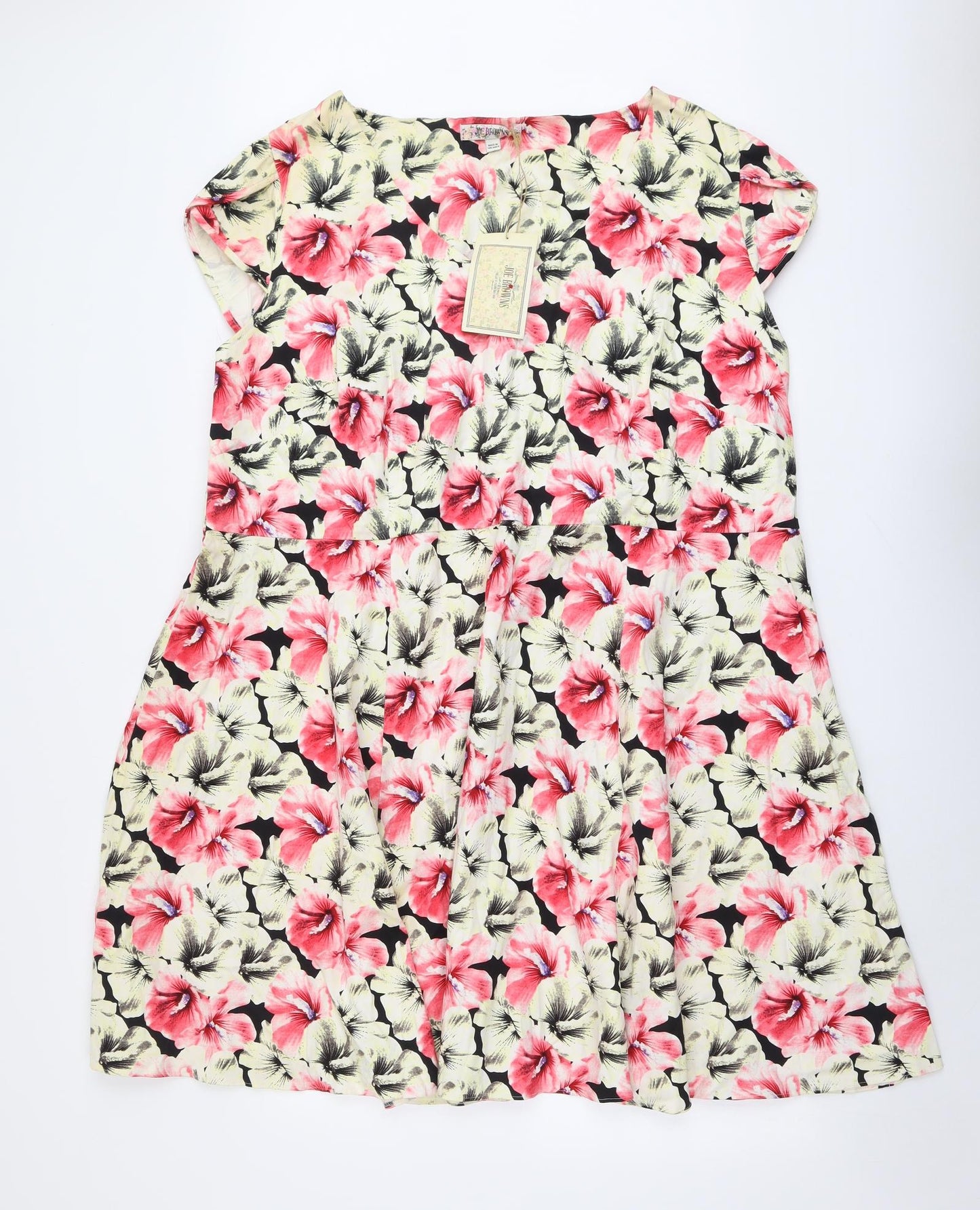 Joe Browns Womens Multicoloured Floral Cotton A-Line Size 32 V-Neck Pullover