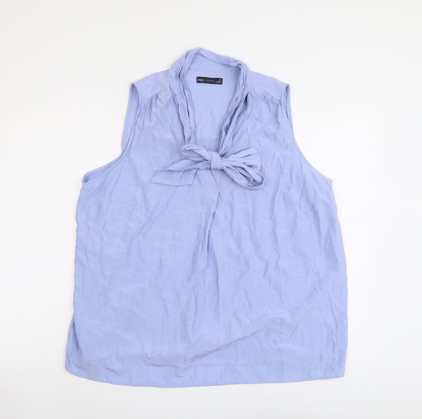 Marks and Spencer Womens Blue Viscose Basic Tank Size 20 Round Neck
