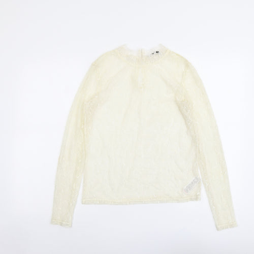 NEXT Womens Ivory Nylon Basic Blouse Size 8 Mock Neck