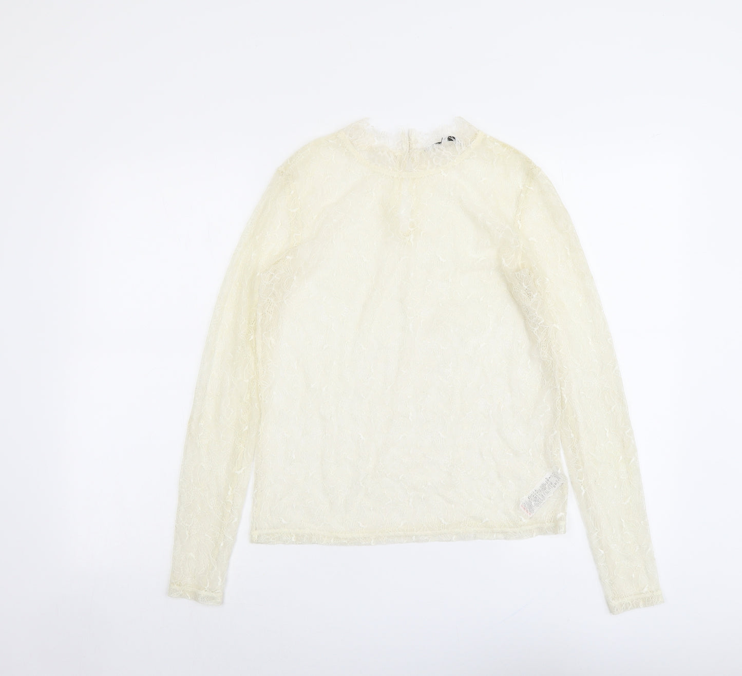 NEXT Womens Ivory Nylon Basic Blouse Size 8 Mock Neck
