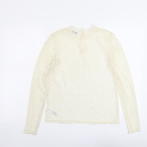 NEXT Womens Ivory Nylon Basic Blouse Size 8 Mock Neck