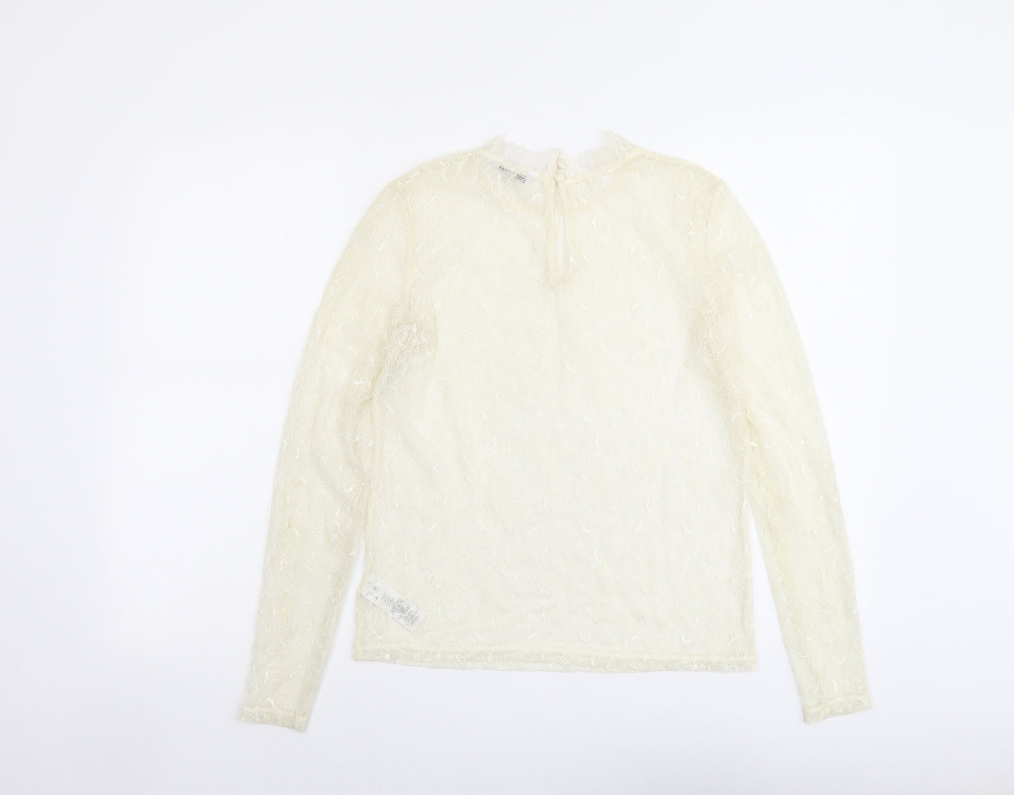 NEXT Womens Ivory Nylon Basic Blouse Size 8 Mock Neck