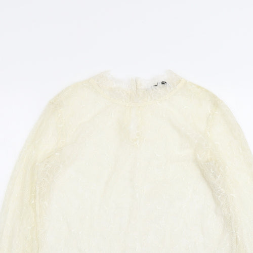 NEXT Womens Ivory Nylon Basic Blouse Size 8 Mock Neck