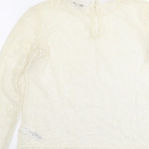 NEXT Womens Ivory Nylon Basic Blouse Size 8 Mock Neck