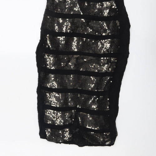 ASOS Womens Black Geometric Viscose Straight & Pencil Skirt Size 8 Zip