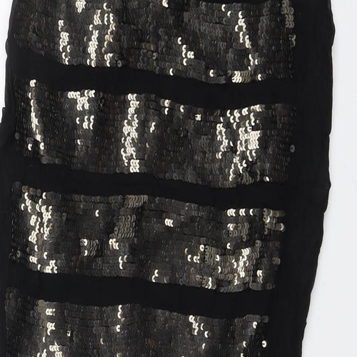 ASOS Womens Black Geometric Viscose Straight & Pencil Skirt Size 8 Zip
