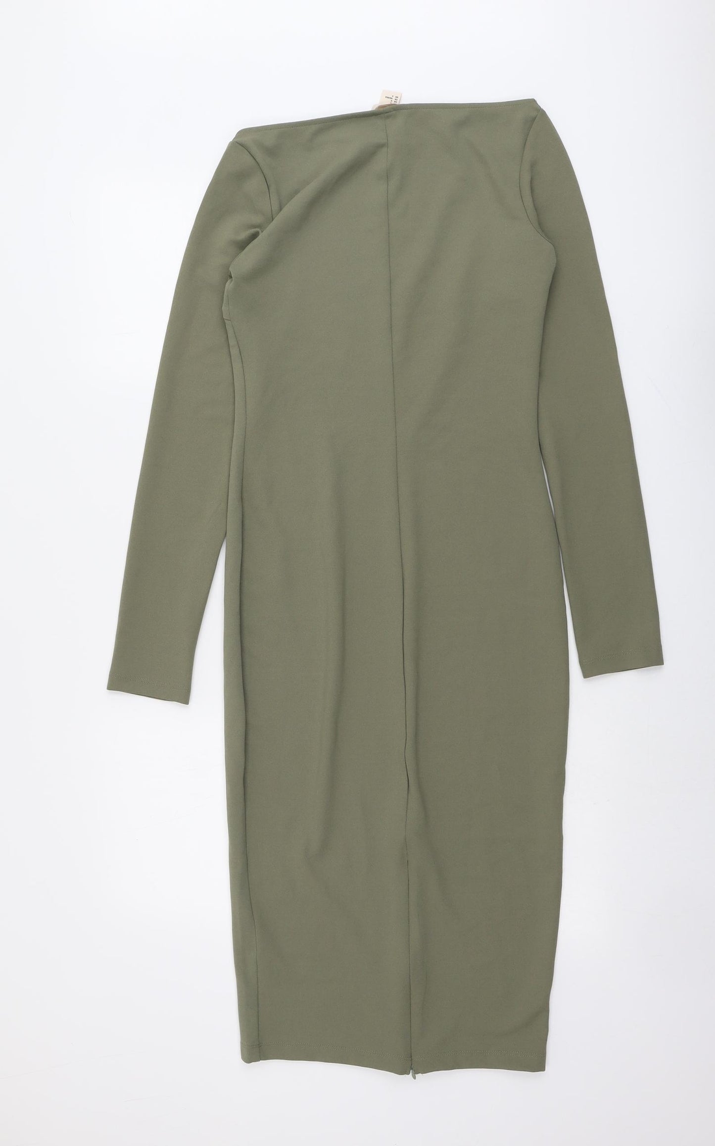 H&M Womens Green Polyester Bodycon Size 8 Boat Neck Pullover