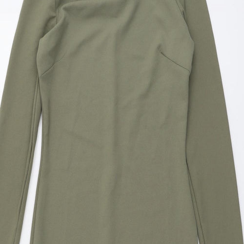 H&M Womens Green Polyester Bodycon Size 8 Boat Neck Pullover