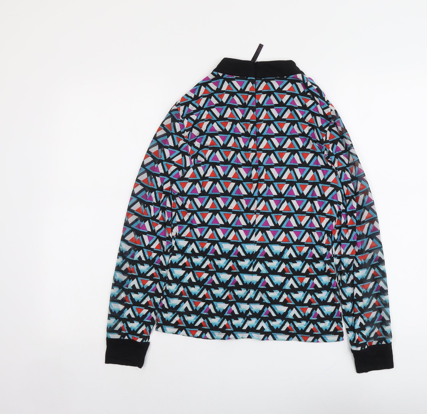 Karen Millen Womens Multicoloured Geometric Viscose Basic Blouse Size 12 Mock Neck