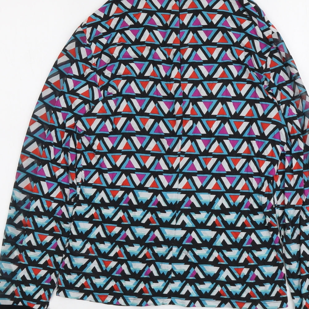 Karen Millen Womens Multicoloured Geometric Viscose Basic Blouse Size 12 Mock Neck