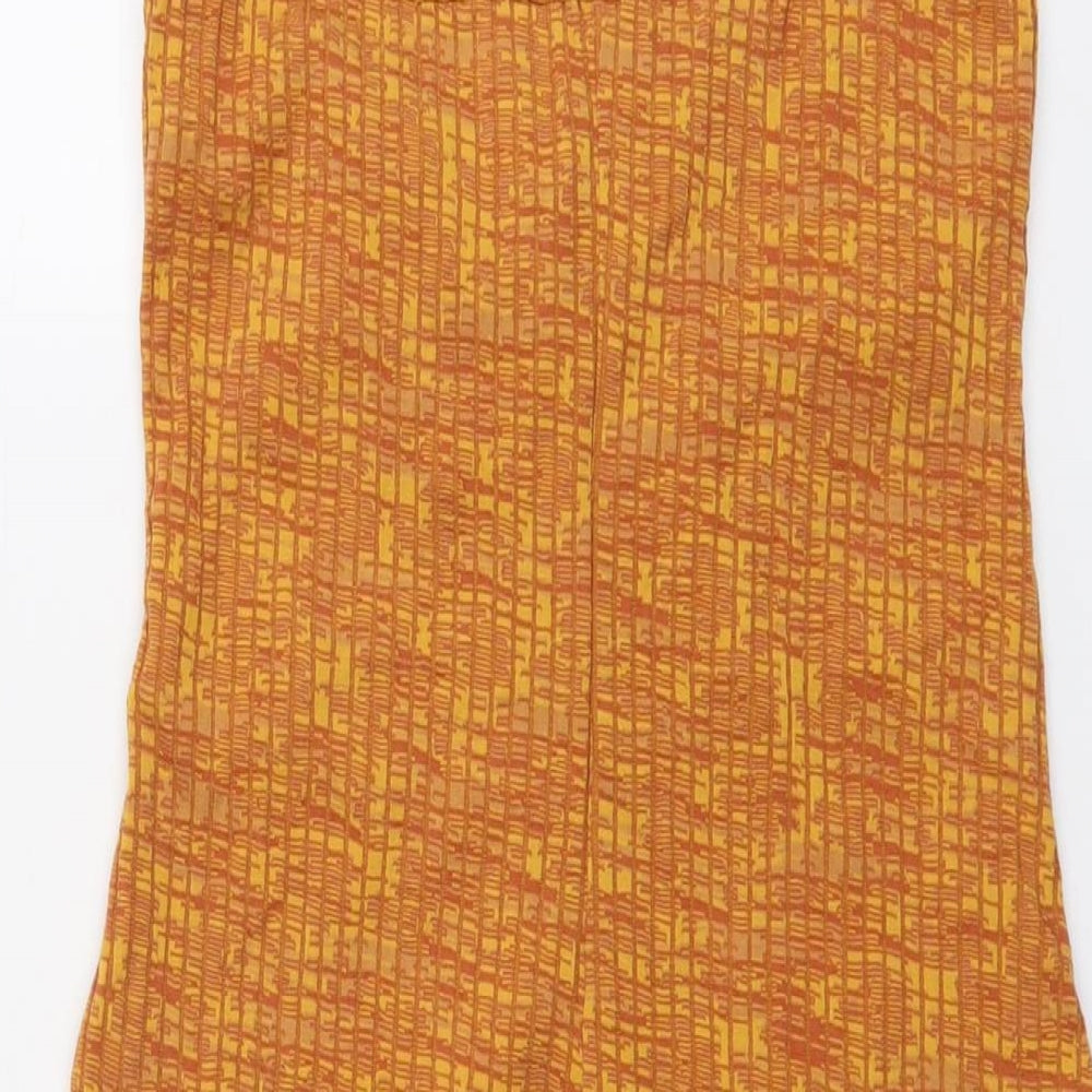 H&M Womens Orange Polyester Slip Dress Size M V-Neck Pullover - Ribbed