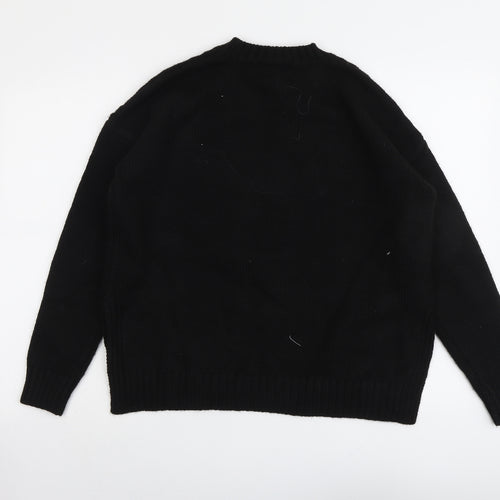 Marks and Spencer Womens Black Round Neck Acrylic Pullover Jumper Size 14