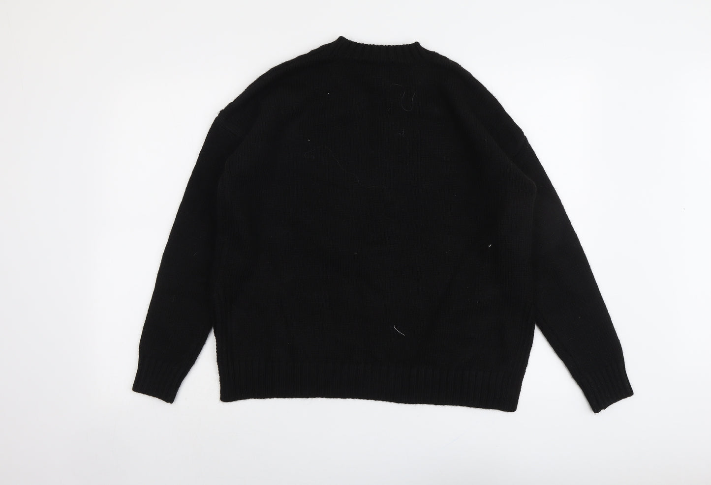 Marks and Spencer Womens Black Round Neck Acrylic Pullover Jumper Size 14