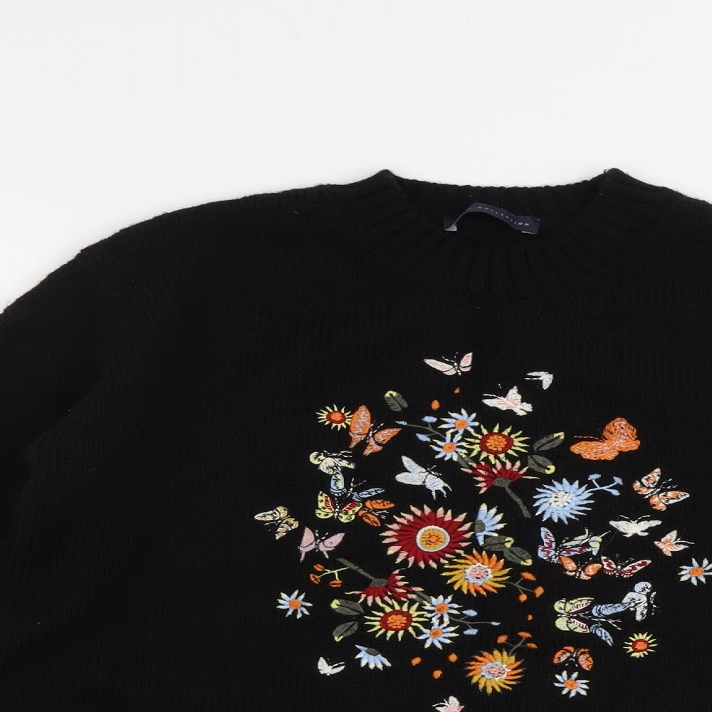 Marks and Spencer Womens Black Round Neck Acrylic Pullover Jumper Size 14