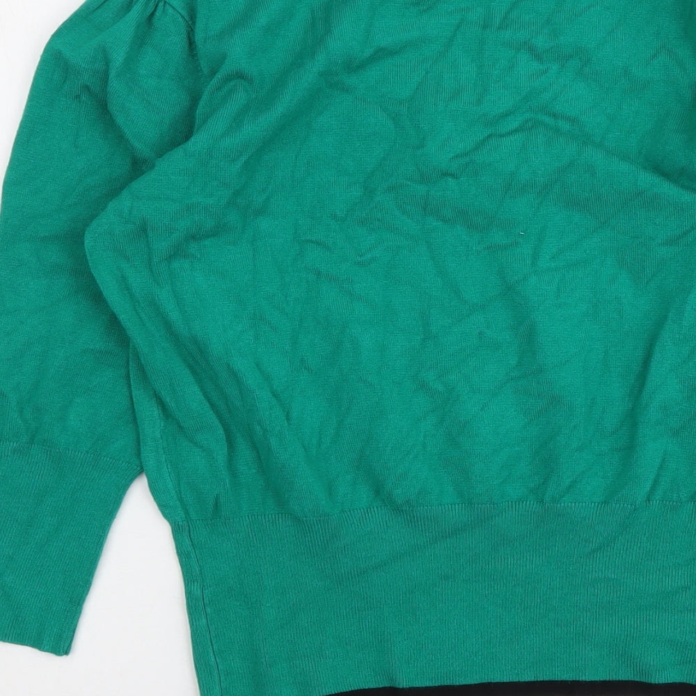 Roman Womens Green Scoop Neck Viscose Pullover Jumper Size 16