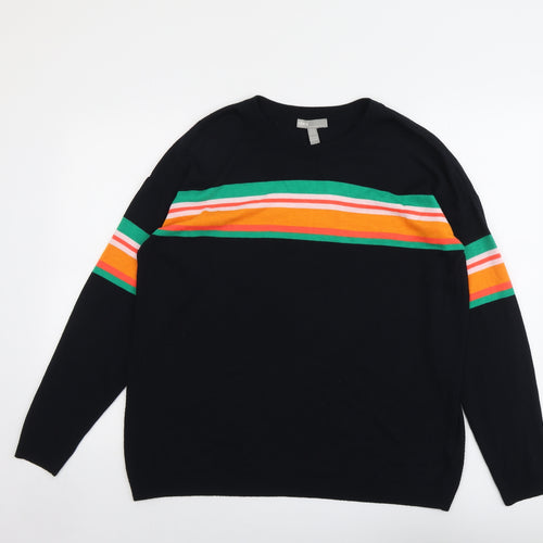 ASOS Womens Blue Round Neck Striped Acrylic Pullover Jumper Size 12