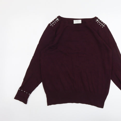 Wallis Womens Purple Boat Neck Viscose Pullover Jumper Size 14