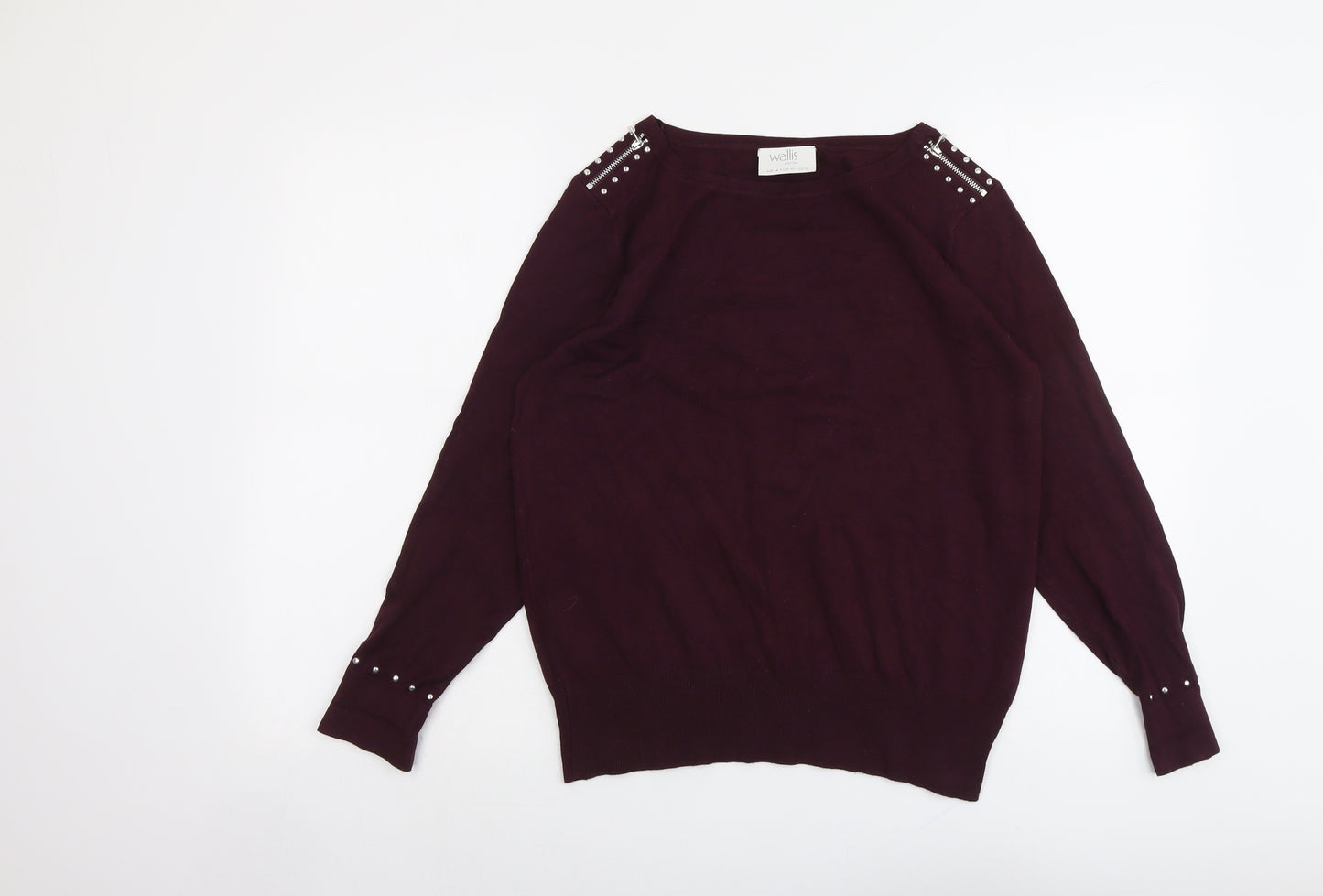 Wallis Womens Purple Boat Neck Viscose Pullover Jumper Size 14