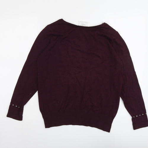 Wallis Womens Purple Boat Neck Viscose Pullover Jumper Size 14