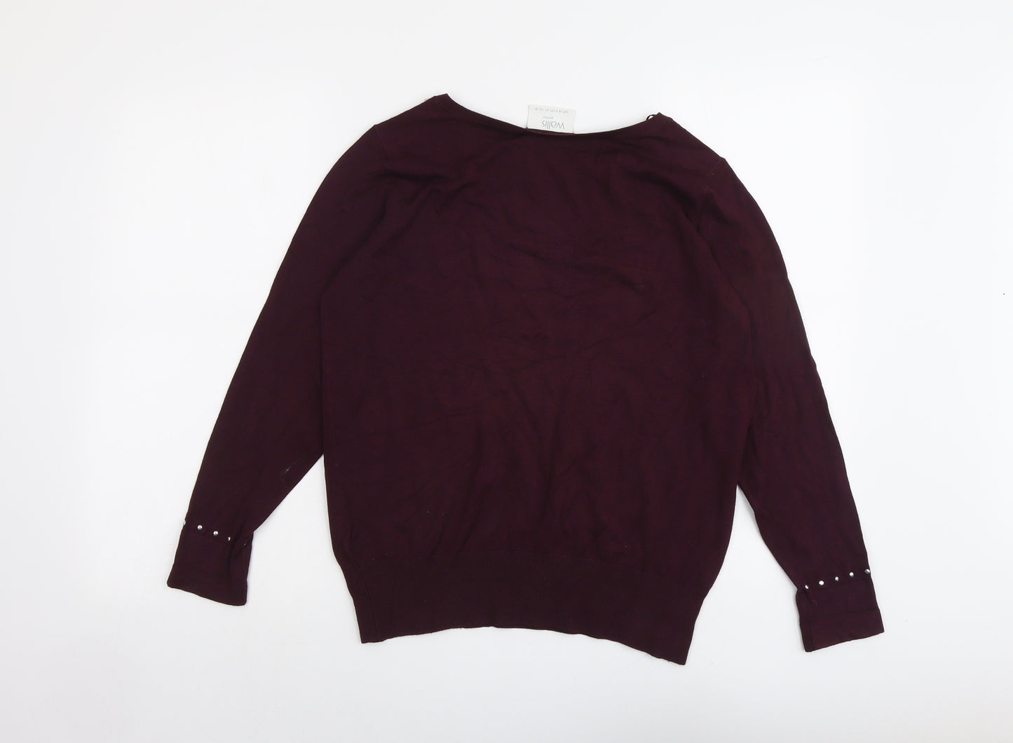 Wallis Womens Purple Boat Neck Viscose Pullover Jumper Size 14