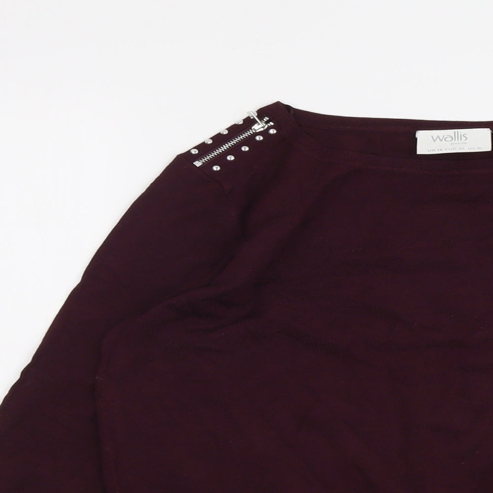 Wallis Womens Purple Boat Neck Viscose Pullover Jumper Size 14