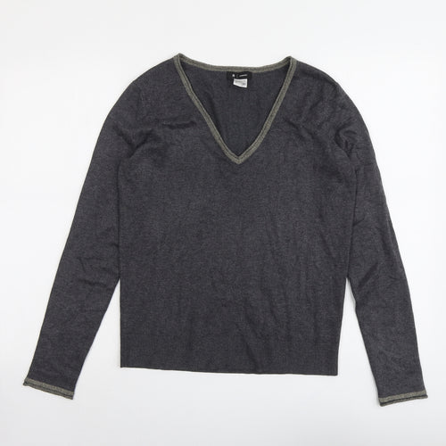 La Redoute Womens Grey V-Neck Viscose Pullover Jumper Size 10