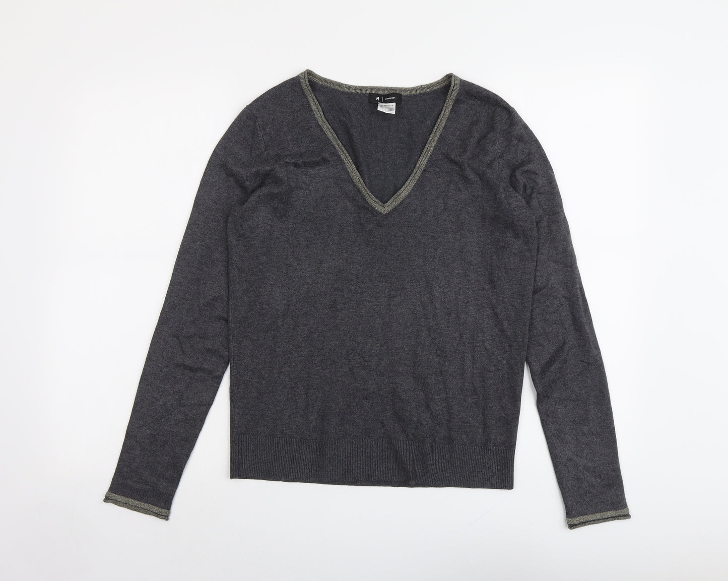 La Redoute Womens Grey V-Neck Viscose Pullover Jumper Size 10