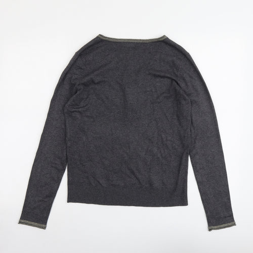 La Redoute Womens Grey V-Neck Viscose Pullover Jumper Size 10