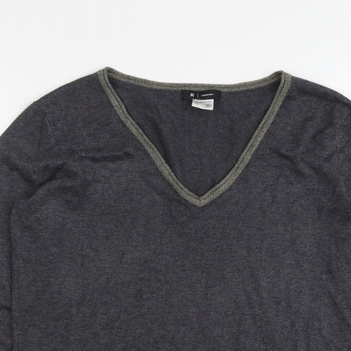 La Redoute Womens Grey V-Neck Viscose Pullover Jumper Size 10